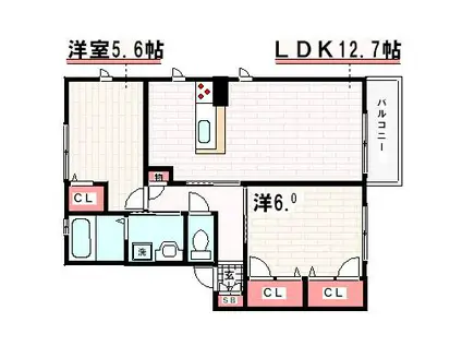 ディアス潤和 犬猫可(2LDK/2階)の間取り写真