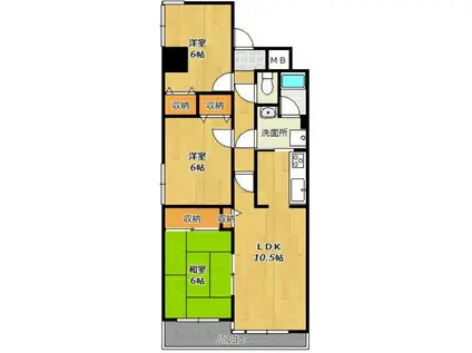 ラフェスタ大塩(3LDK/3階)の間取り写真