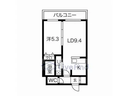 アルファスクエア福住2条(1LDK/4階)の間取り写真