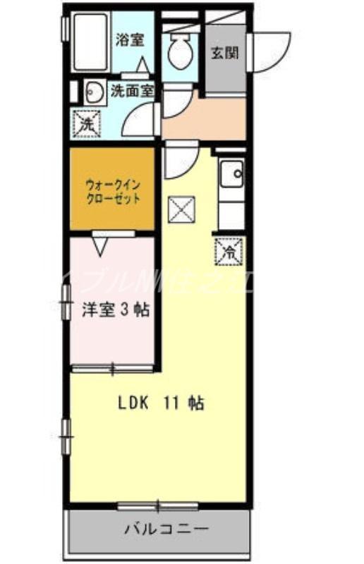 COZY岸里II(1LDK/1階)の間取り写真