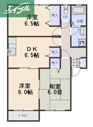 ドリームタウンⅡダンボ(3DK/2階)の間取り写真