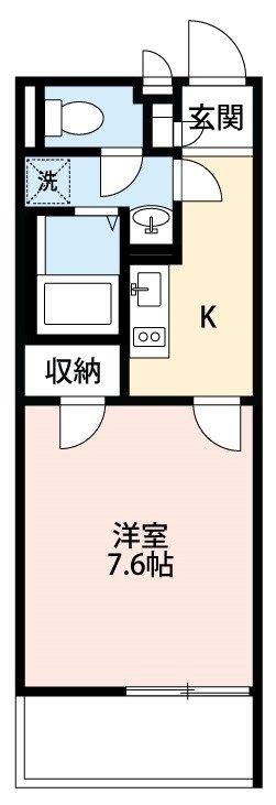 クレイノサクシード所沢(1K/1階)の間取り写真