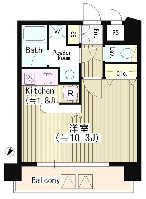 SUN恵比寿(1K/8階)の間取り写真
