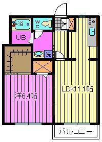 ベルデュールIII(1LDK/2階)の間取り写真
