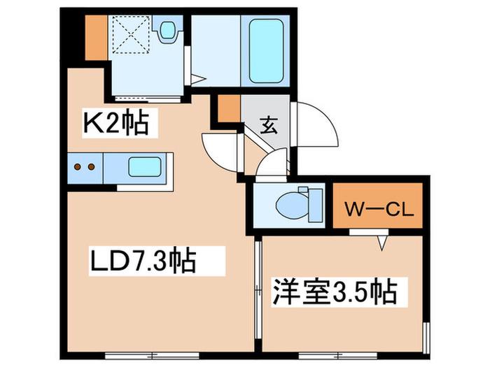 BASE TSUKISAMU(1LDK/2階)の間取り写真