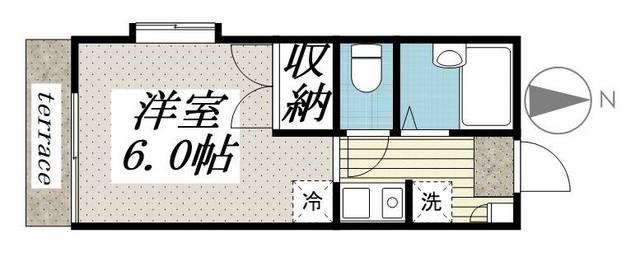 みのり2(ワンルーム/1階)の間取り写真