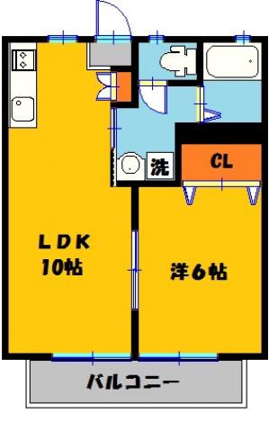 増渕ハイツ(1LDK/2階)の間取り写真