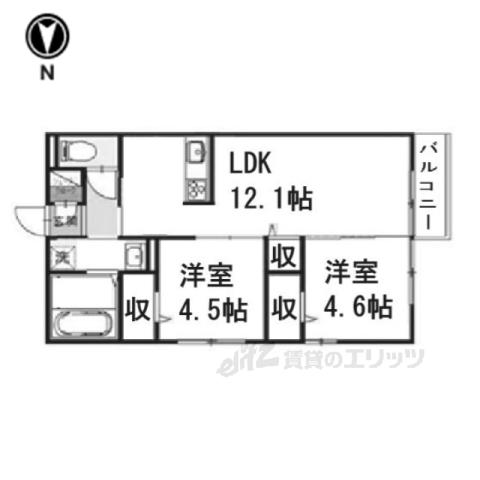 D-ROOMエスポワール(2LDK/2階)の間取り写真