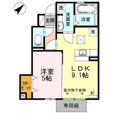 アヴニールマルシェA(1LDK/1階)の間取り写真