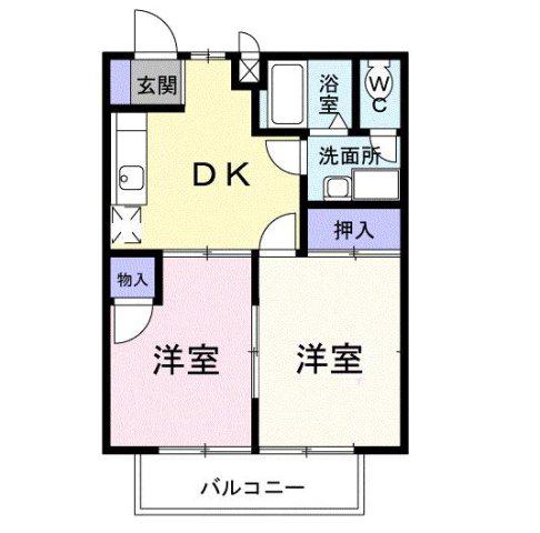 ガーデンヒルズII(2DK/2階)の間取り写真
