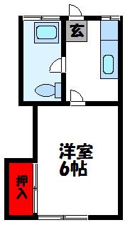 汐入コーポ(1K/1階)の間取り写真