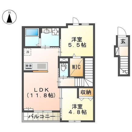 スプランドゥール(2LDK/2階)の間取り写真