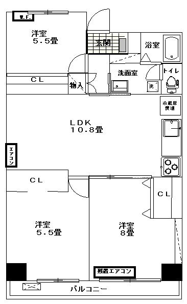 マイサンライズ(3LDK/3階)の間取り写真