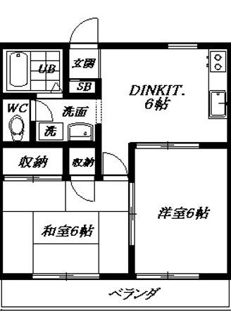 アゼリヤ・917(2DK/2階)の間取り写真