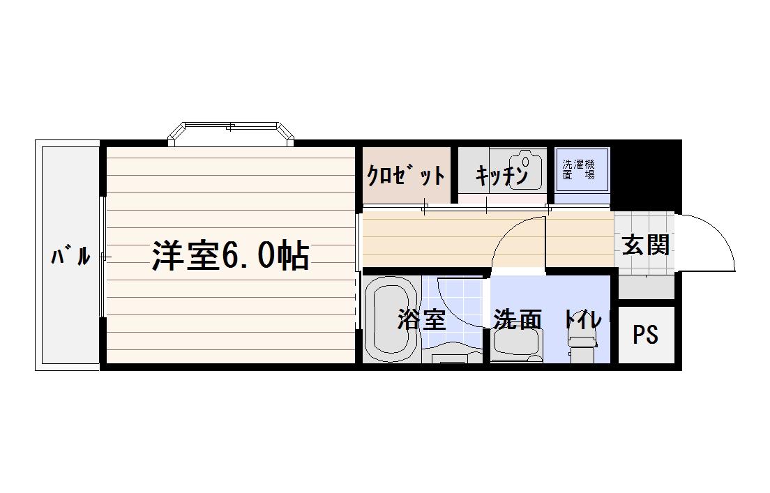 スパークリングタワー西門橋(1K/8階)の間取り写真