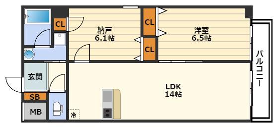 デセンテ北梅田(1SLDK/8階)の間取り写真