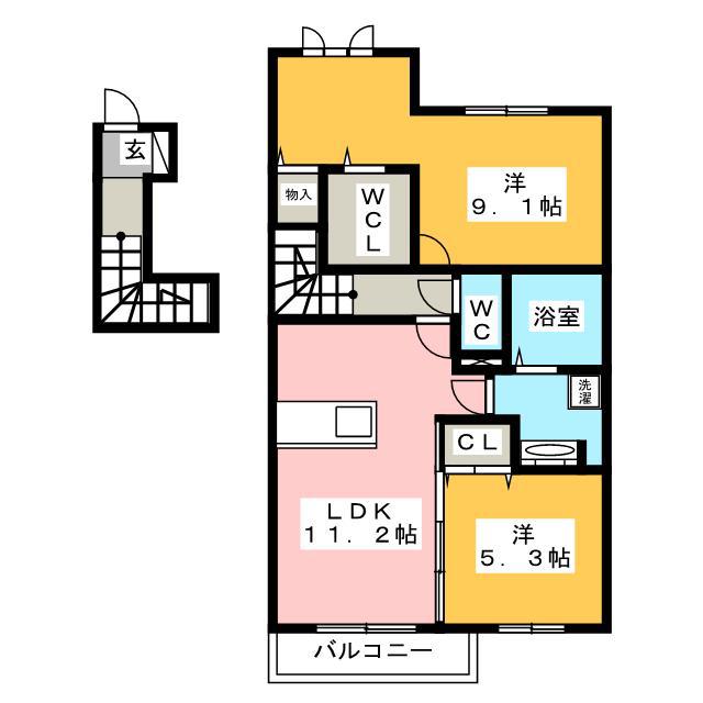 ルミナス(2LDK/2階)の間取り写真