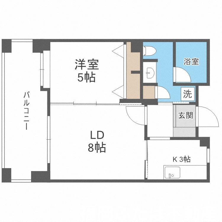 リアンシエルブルー東比恵(1LDK/7階)の間取り写真