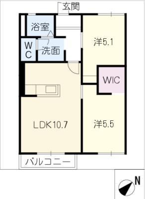 シャルマンドミール(2LDK/2階)の間取り写真