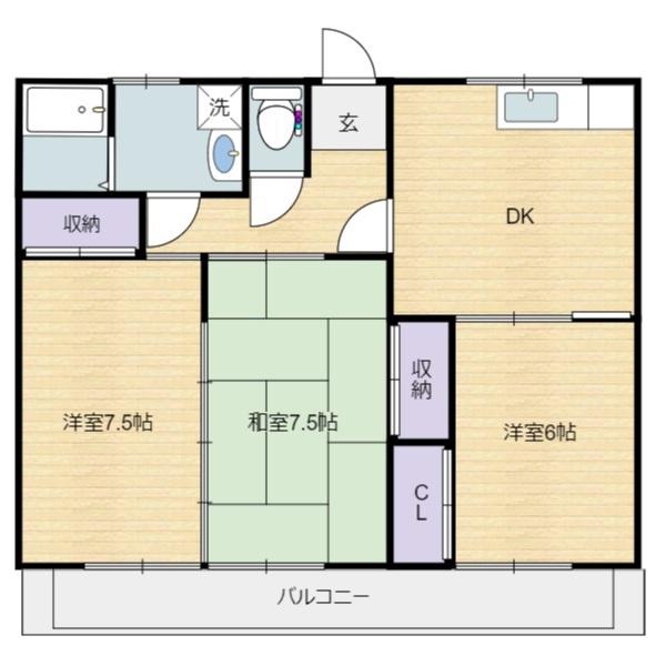 日高コーポ(3DK/1階)の間取り写真