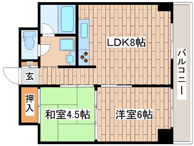 フェニックスハイツ山手(2LDK/4階)の間取り写真