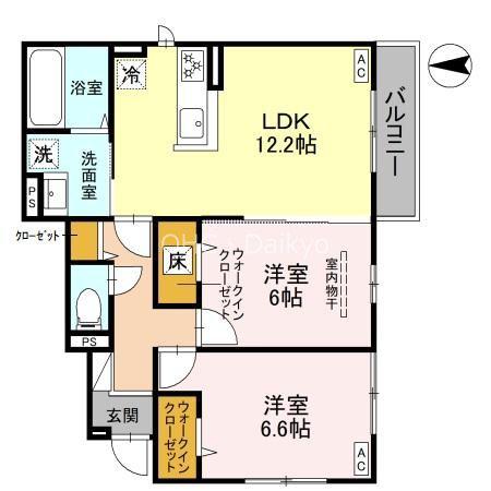 トリシア東太子(2LDK/1階)の間取り写真