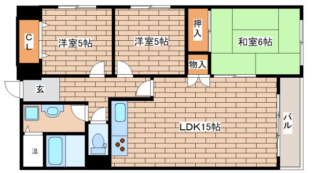 万葉ハイツ元町(3LDK/4階)の間取り写真