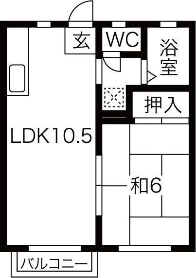 ビブロスヒルA・B(1LDK/2階)の間取り写真