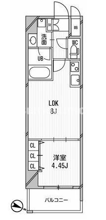 アーデン四ツ橋プライマリーワン(1LDK/2階)の間取り写真