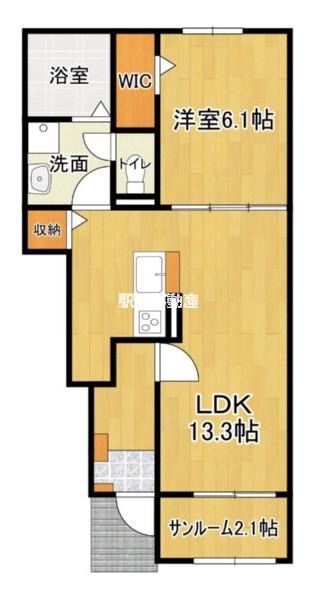 ハウスティア 周船寺(1LDK/1階)の間取り写真