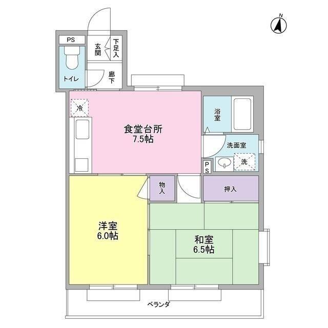 リリーベール(2DK/3階)の間取り写真