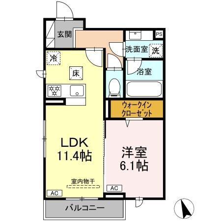 グランガーデン弘明寺(1LDK/1階)の間取り写真