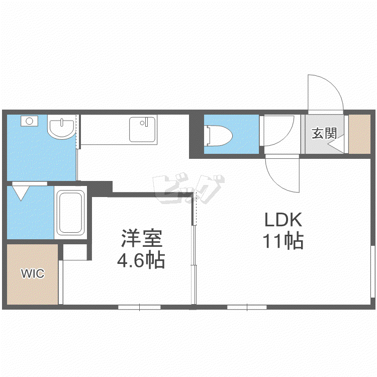 JANUS RESIDENCES南平岸駅前(1LDK/1階)の間取り写真