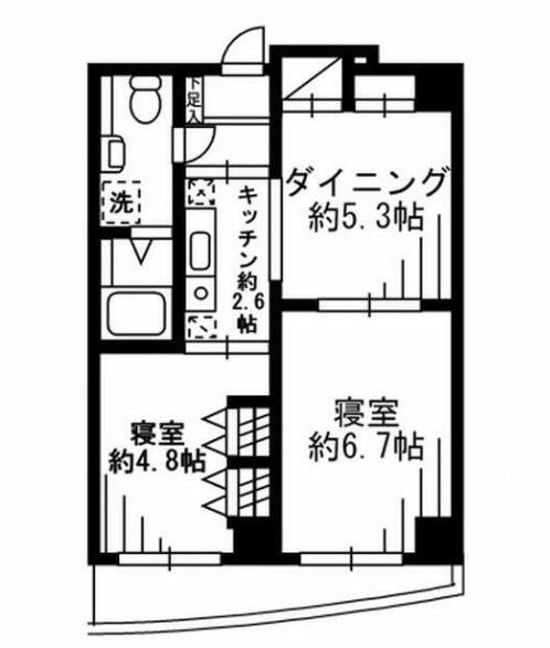FSC新宿マンション(2DK/4階)の間取り写真