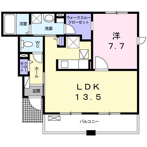 ベル・クラール(1LDK/1階)の間取り写真