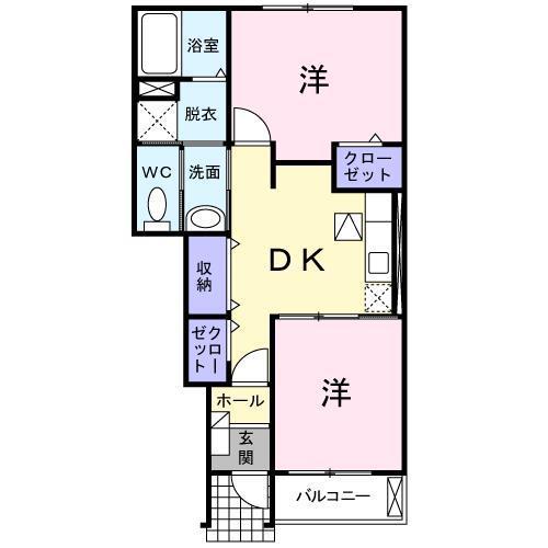 チェリーガーデンA(2DK/1階)の間取り写真