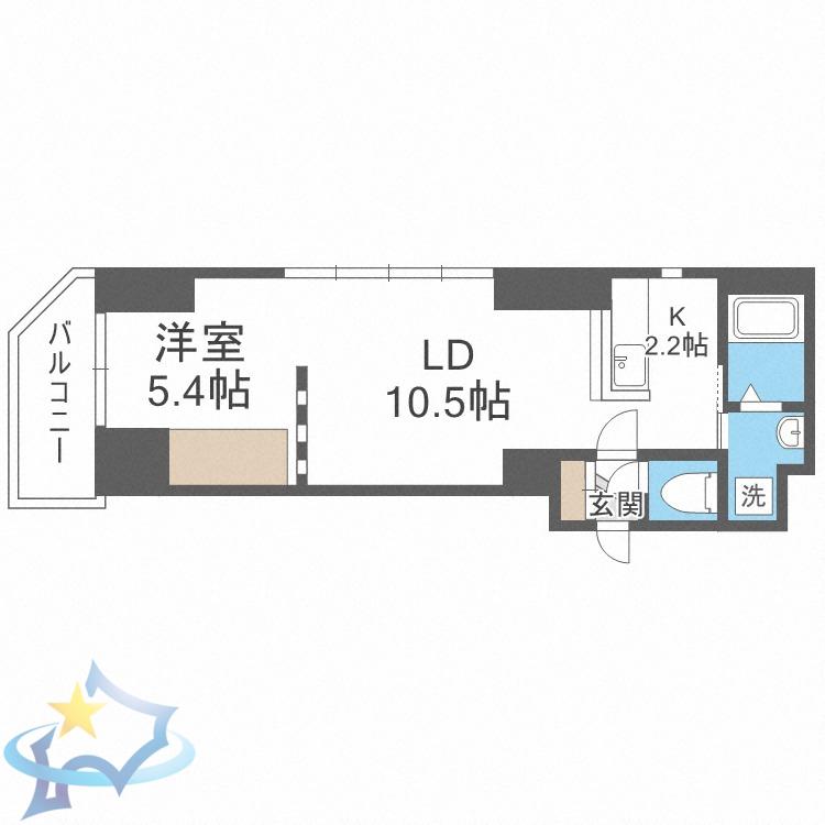 札幌中央レジデンス(1LDK/11階)の間取り写真