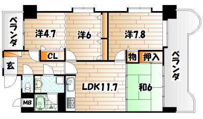 ライオンズマンション小倉駅南(4LDK/11階)の間取り写真