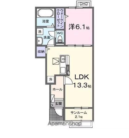 天テラスI(1LDK/1階)の間取り写真