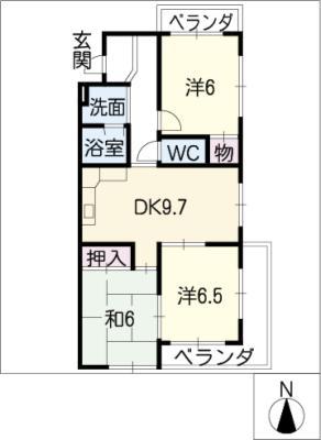 レジデンス庄南(3DK/1階)の間取り写真