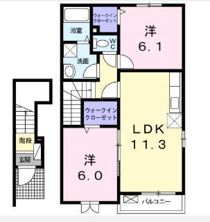 ガーデンハウス フリーデ(2LDK/2階)の間取り写真