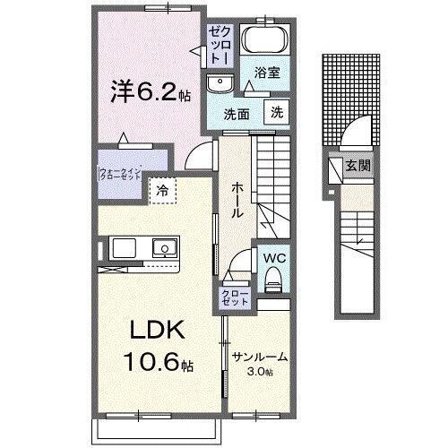 エクシード5(1LDK/2階)の間取り写真