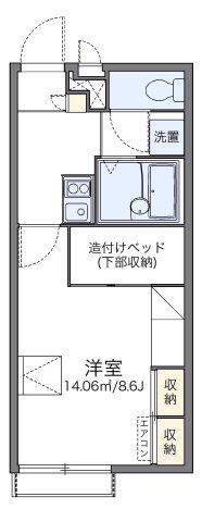 レオパレス赤れんが(1K/1階)の間取り写真