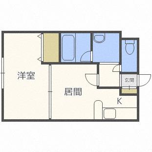 コスモ美香保(1DK/4階)の間取り写真