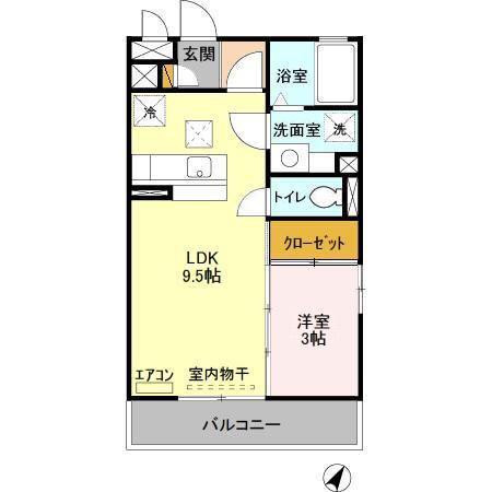 オーヴェル末広(1LDK/1階)の間取り写真