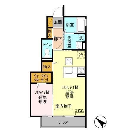 エス プレミアム 京 A(1LDK/1階)の間取り写真