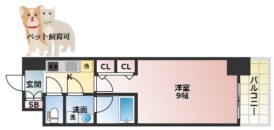 スプランディッド淀屋橋DUE(1K/9階)の間取り写真