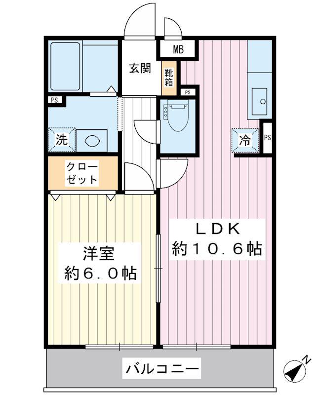 アヴァンタージュ(1LDK/1階)の間取り写真