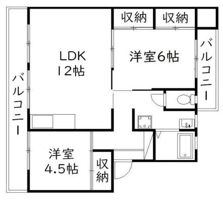 コーポポエム(2LDK/1階)の間取り写真
