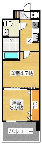 NO54 WES PROJECT博多駅南(2K/11階)の間取り写真